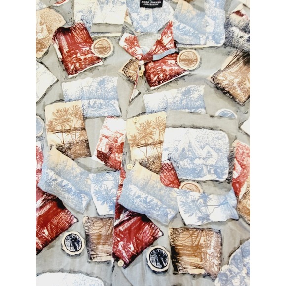 Greg Norman L Hawaiian‎ Shirt Men Short Sleeve Button Down Colorful Linen Blnd - Picture 4 of 8